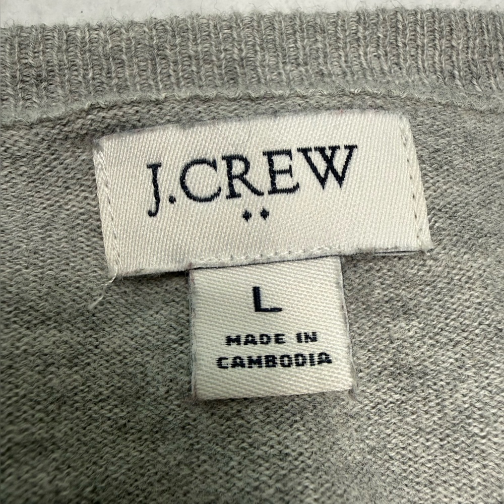 J. Crew Light Gray Button Down Cardigan Size Large #2191 - Picture 5 of 6